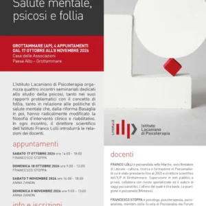 <span style="font-weight:lighter">Seminario di Formazione </span><span style="color:#BE1E2D !important;">Salute mentale, psicosi e follia</span>